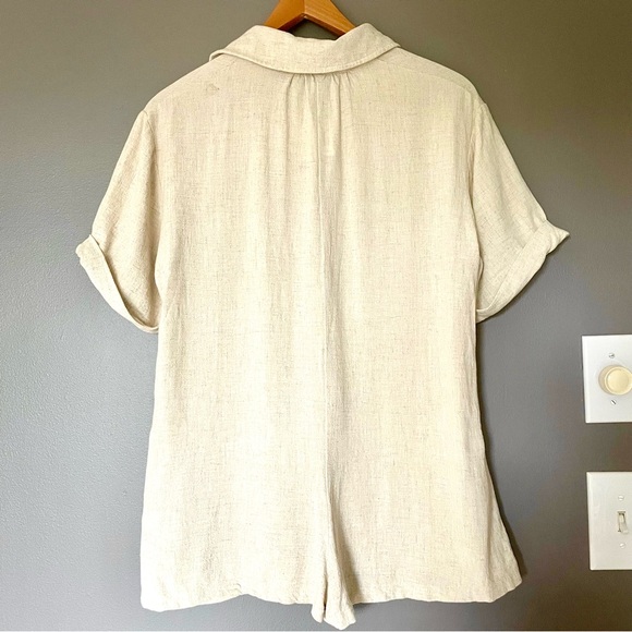 Topshop Linen Blend Button Up Romper In Ivory Size 2 NWT - Picture 6 of 13